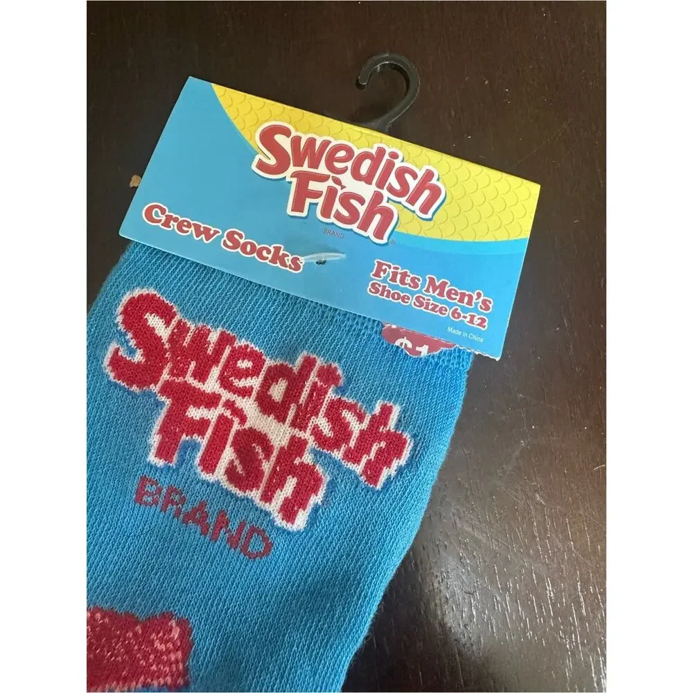 Swedish Fish Crew Socks - Blue with Red Fish